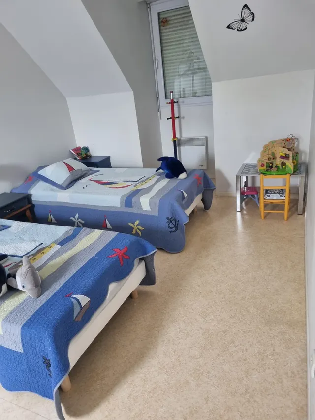 La chambre avec deux lits 1 personne, vue depuis l'entrée